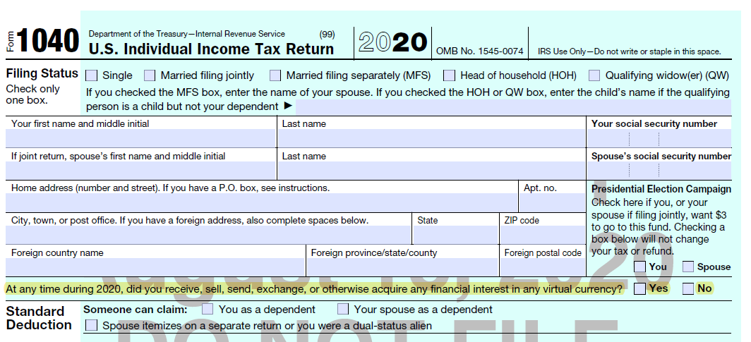 screenshot of form 1040