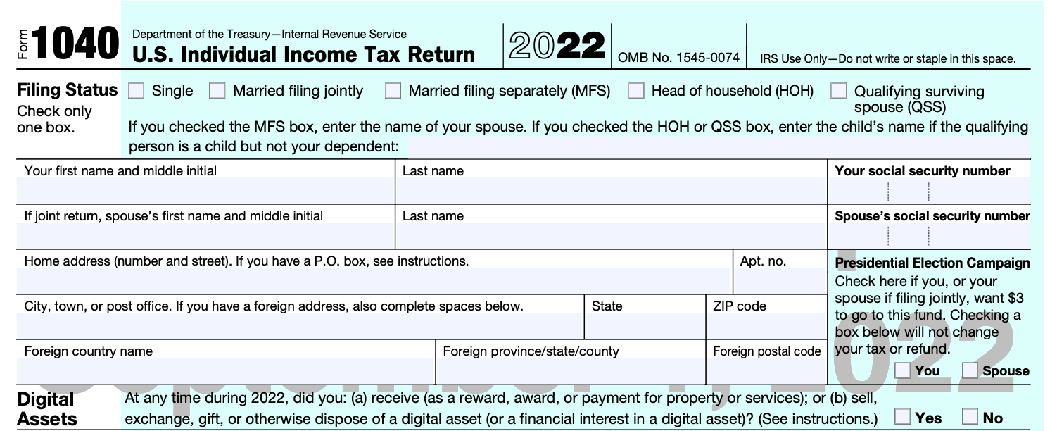 Irs Federal Tax Return 2022