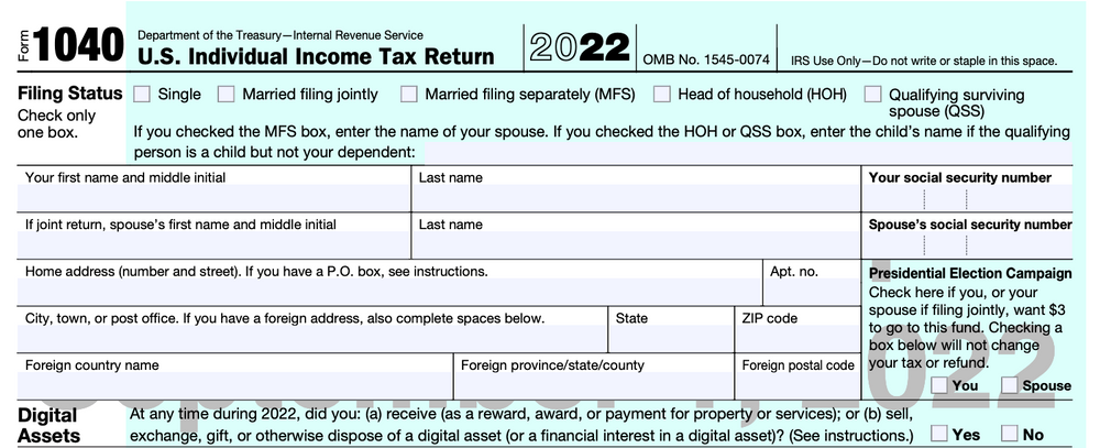 Irs Updates The Crypto Question On 2022 Draft Form 1040 6349